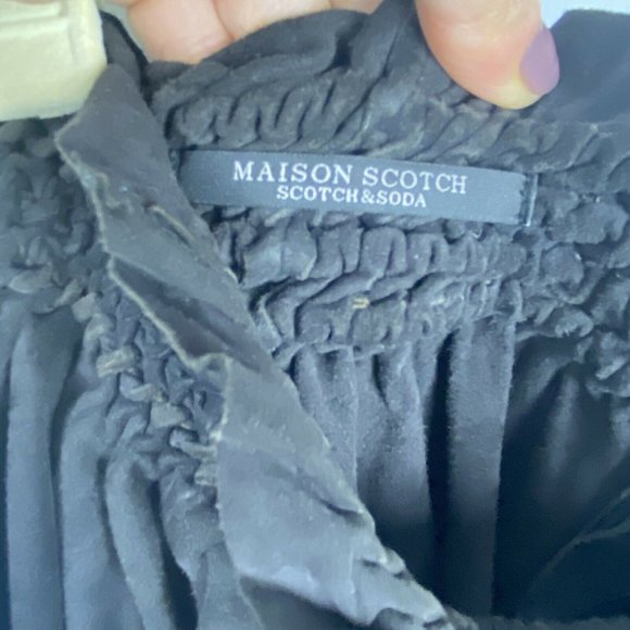 Scotch & Soda Super Soft Goat Suede Mini Skirt Black Pockets Women Size 6 Small - Picture 2 of 8